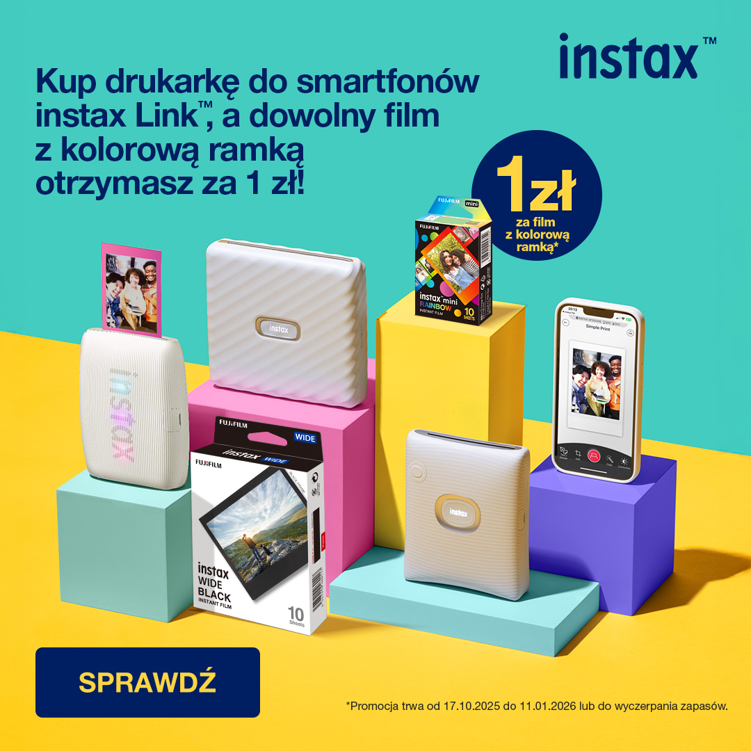 <center>Dowolny film z kolorową ramką za 1zł przy zakupie drukarki Instax</center>